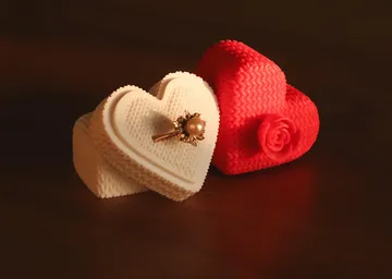 Cofre corazon 3D con detalles de tapa